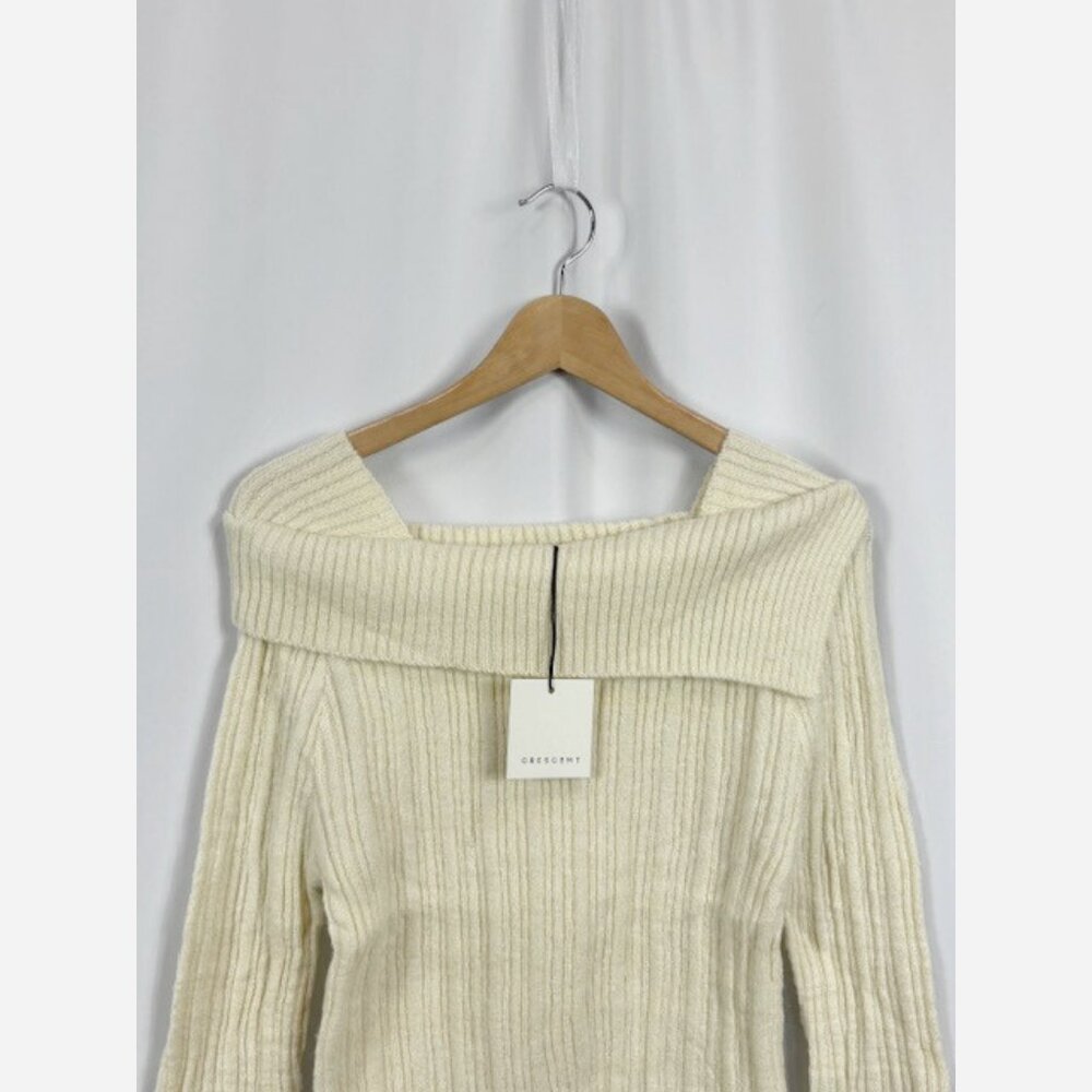 Cream Soft Ribbed Knit Sweater - Picture 8 of 9